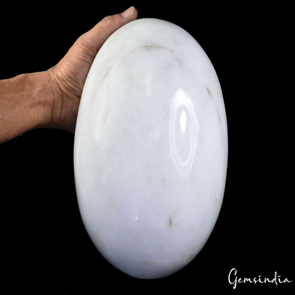 Big 8.2 Kilo Natural White Calcite Crystal Healing Mineral Egg Cabochon Gemstone