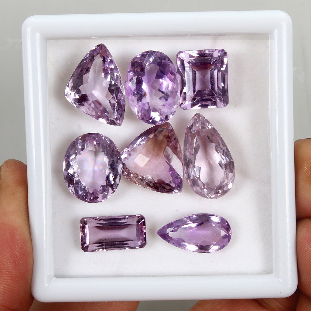 VVS Natural Amethyst 83.00 Cts Finest Quality Mix Cut Loose Gemstones Lot 8 Pcs