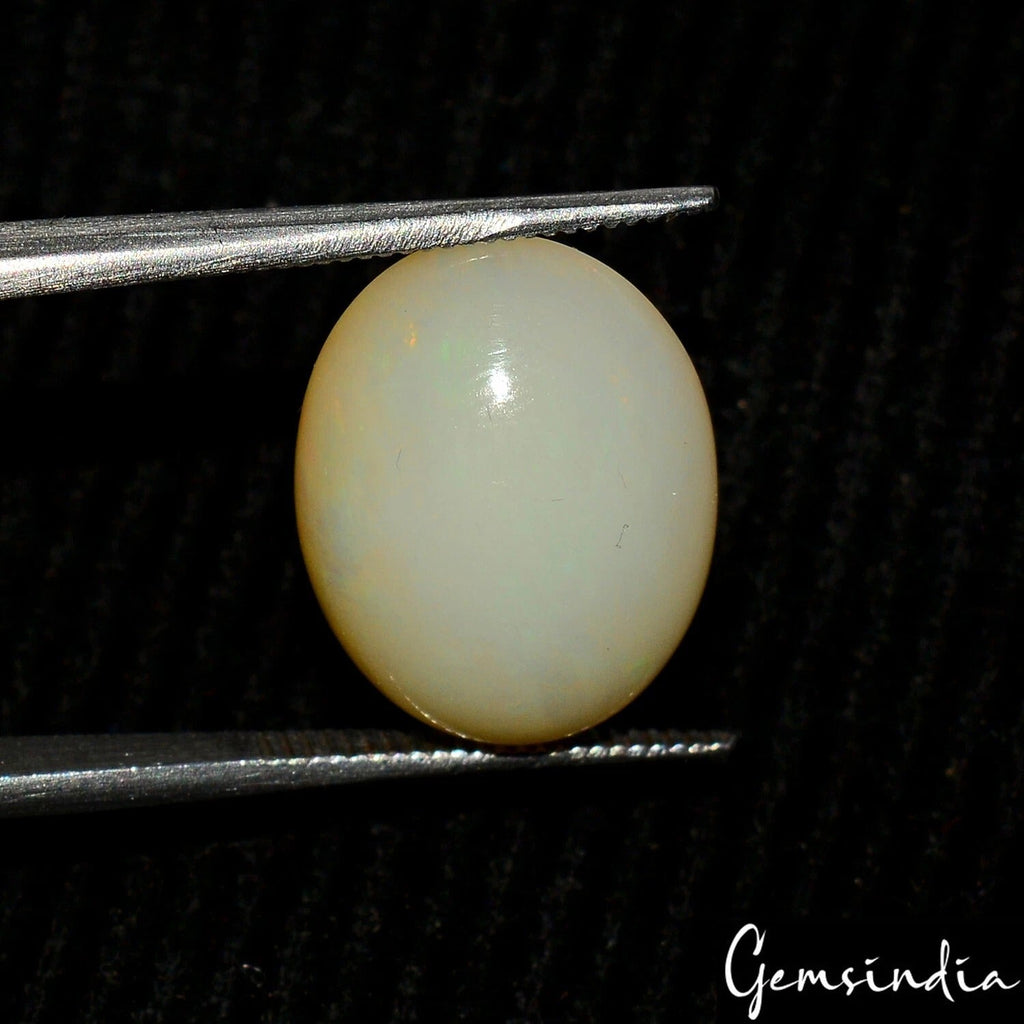 IGL&I Certified 5.80 Cts Natural White Australian Opal Oval Cabochon Loose Gem