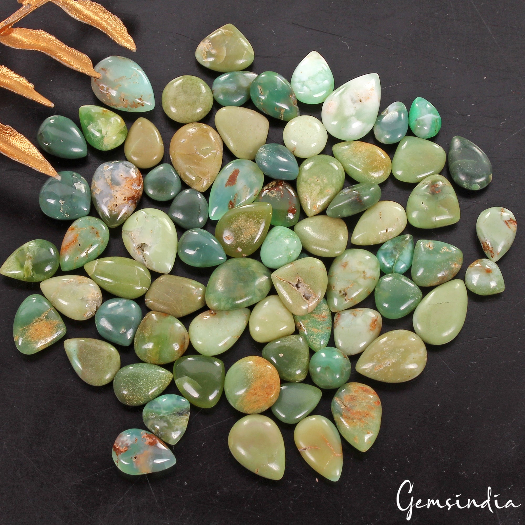 Untreated 127.40 Ct Natural Green Apple Australian Chrysoprase 69 Pcs Gemstone