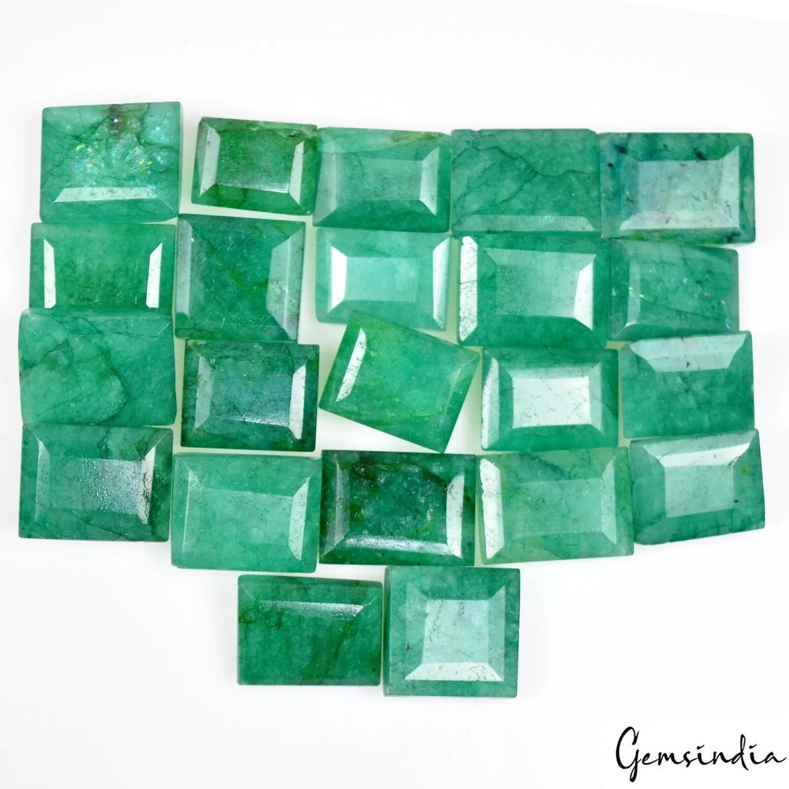 22 Pcs/12mm-18mm Natural Brazilian Green Emerald Baguette Faceted Loose Gemstone