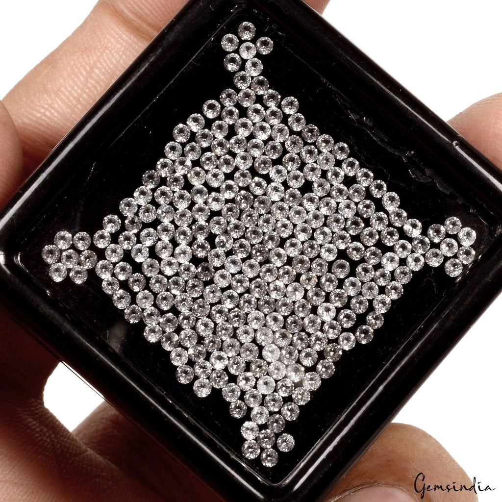 7.40 Cts/250 Pcs Natural Untreated White Topaz Round Cut Calibrated 1.75mm Gems