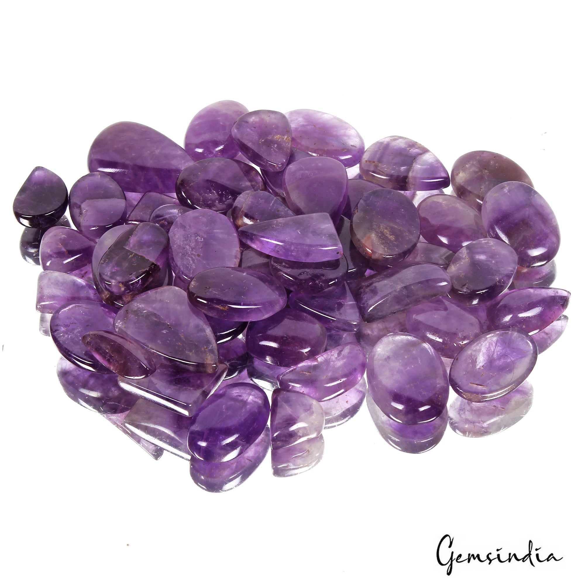 900 Cts/47 Pcs Natural Untreated Purple Amethyst Mix Cab Loose Gems For Jewelry