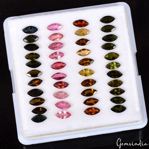 10.00 Ct Natural Untreated Tourmaline Marquise Cut Faceted Loose Gems Lot 42 Pcs