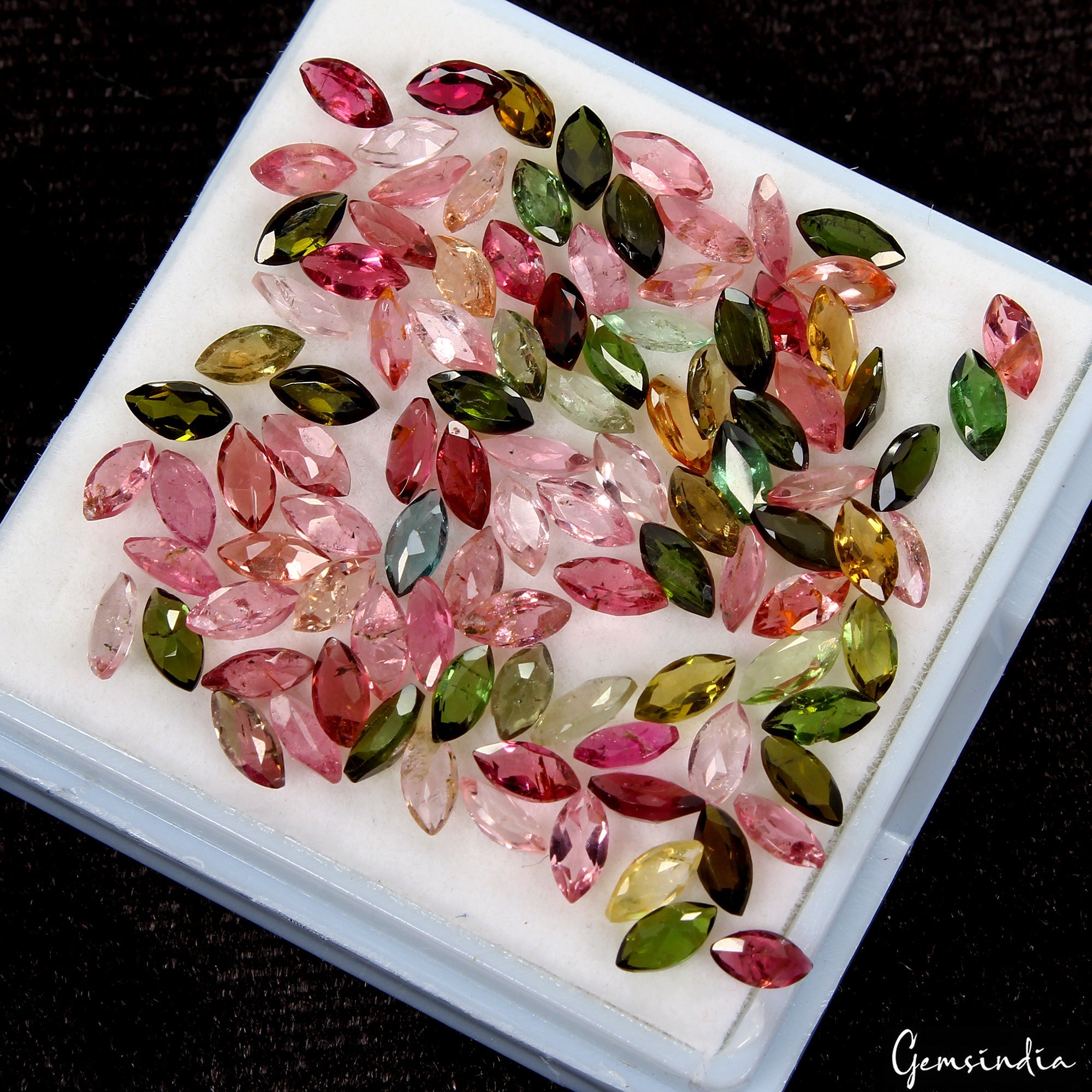 102 Pcs Natural Tourmaline 5x2.5mm Marquise Cut Multi Color Loose Gemstones Lot