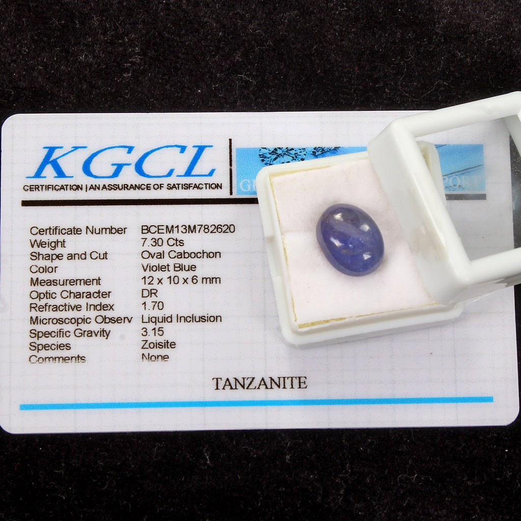 Free Certified 7.30 Cts Natural Untreated Blue Tanzanite Oval Cab Precious Gem