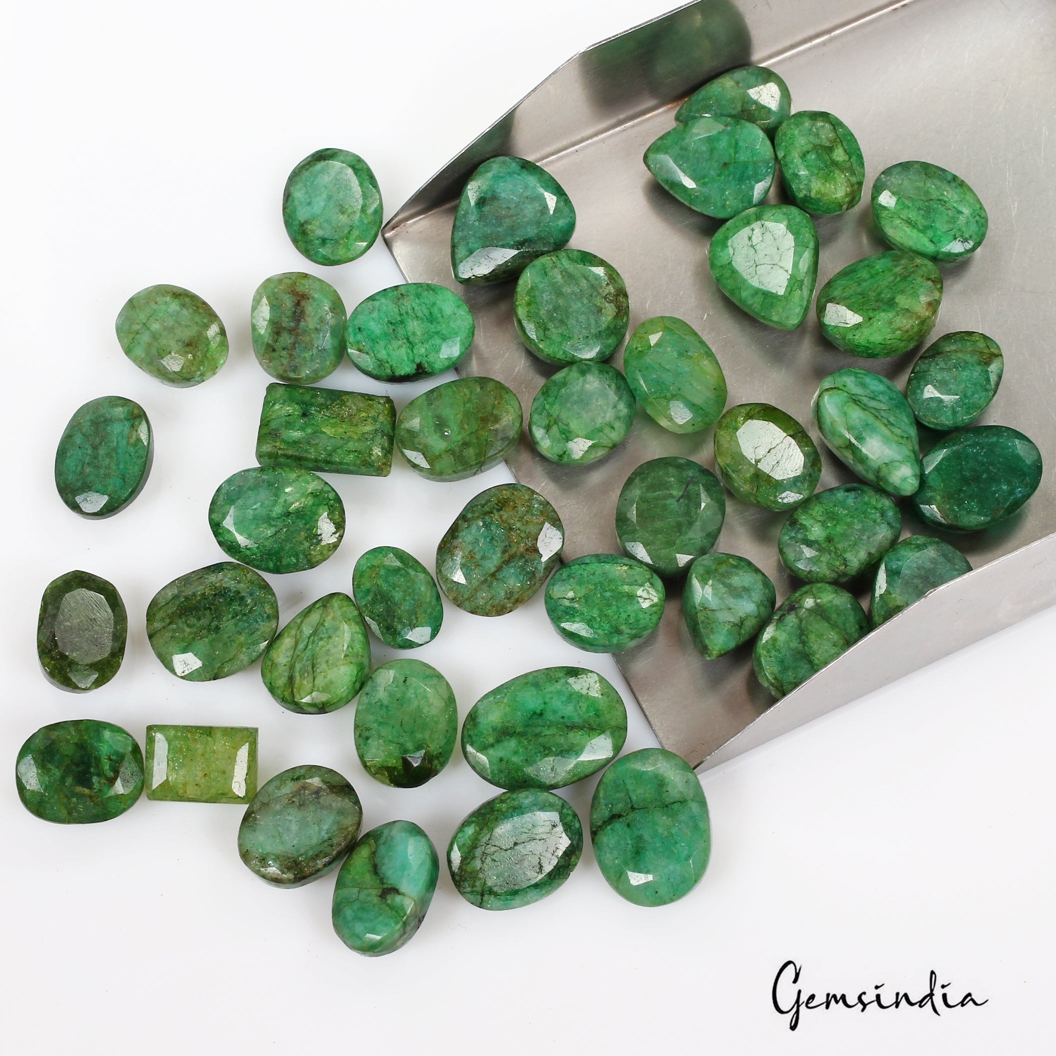 Natural Green Emerald Mix Faceted 520 Ct Loose Wholesale Gemstone Lot 41 Pcs