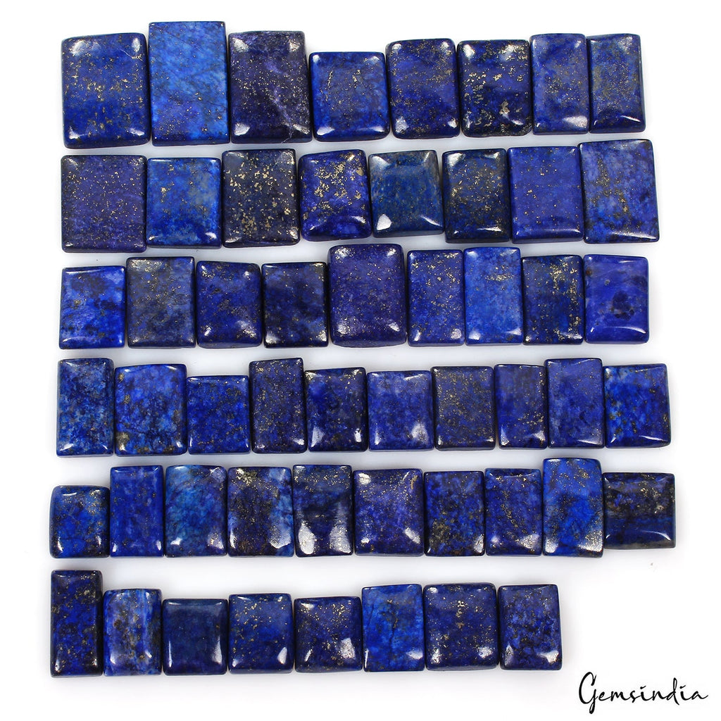 700 Ct/53 Pcs Natural Blue Lapis Lazuli Gold Flecks Rectangle Cab Wholesale Gems