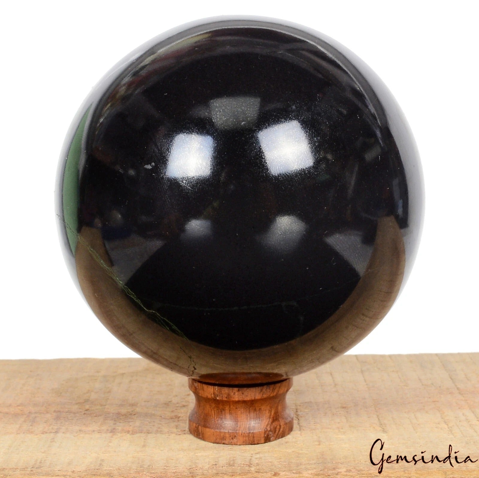 Nice Large 3.5 in Black Obsidian Stone Quartz Healing Reiki Chakra Sphere Ball