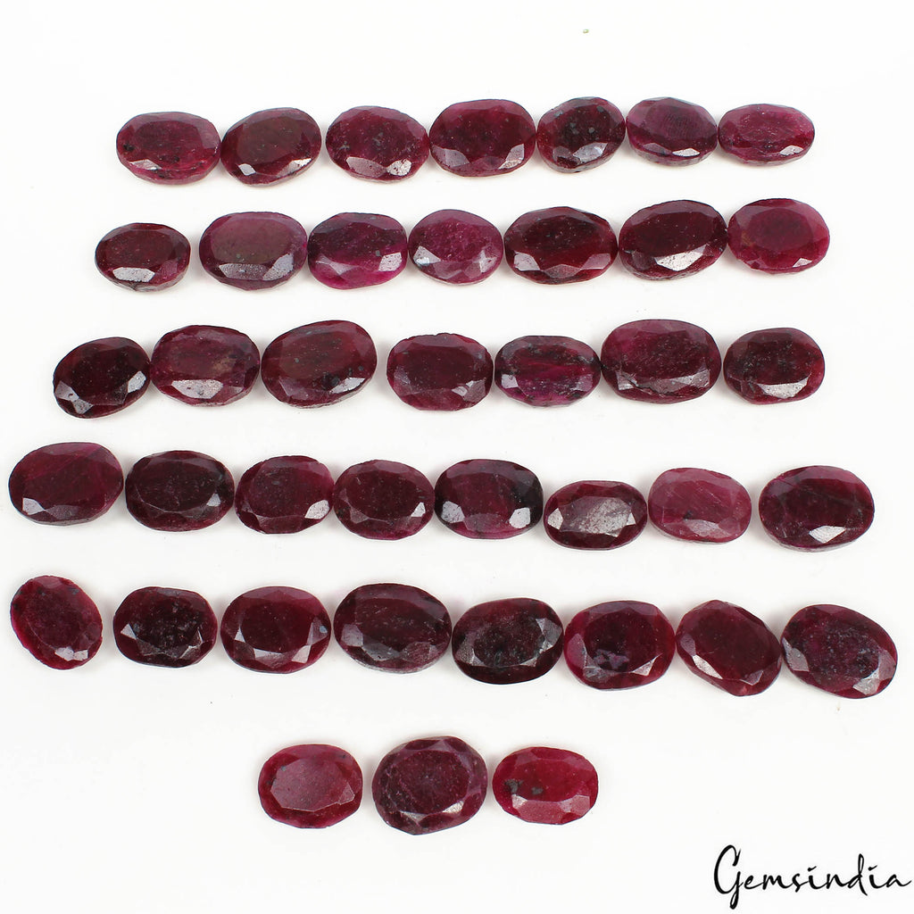 760 Cts/40 Pcs Natural African Dark Red Ruby Oval Cut Loose Gems Lot For Jewelry