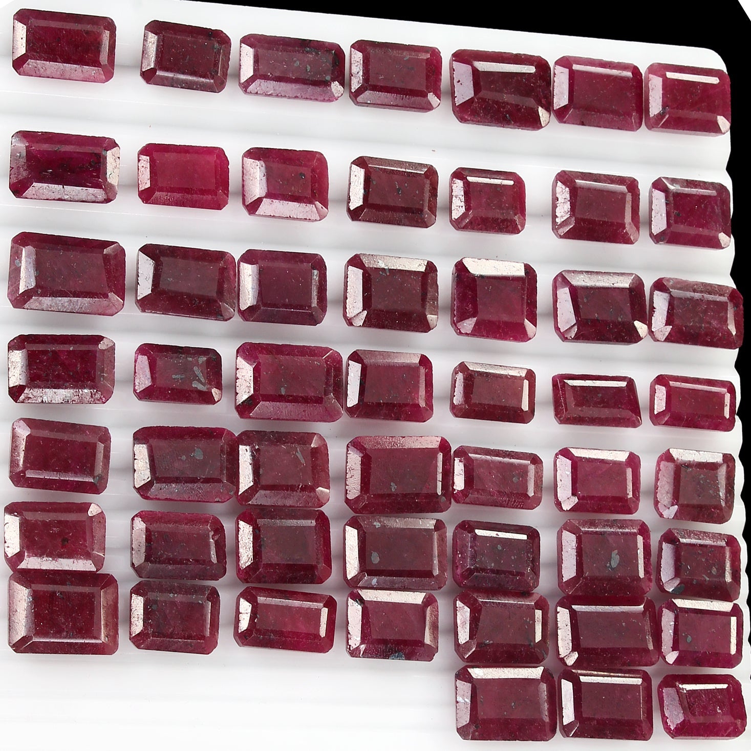 Certified 700 Ct/52 Pc Natural African Red Ruby Loose Emerald Cut Ring Size Gems