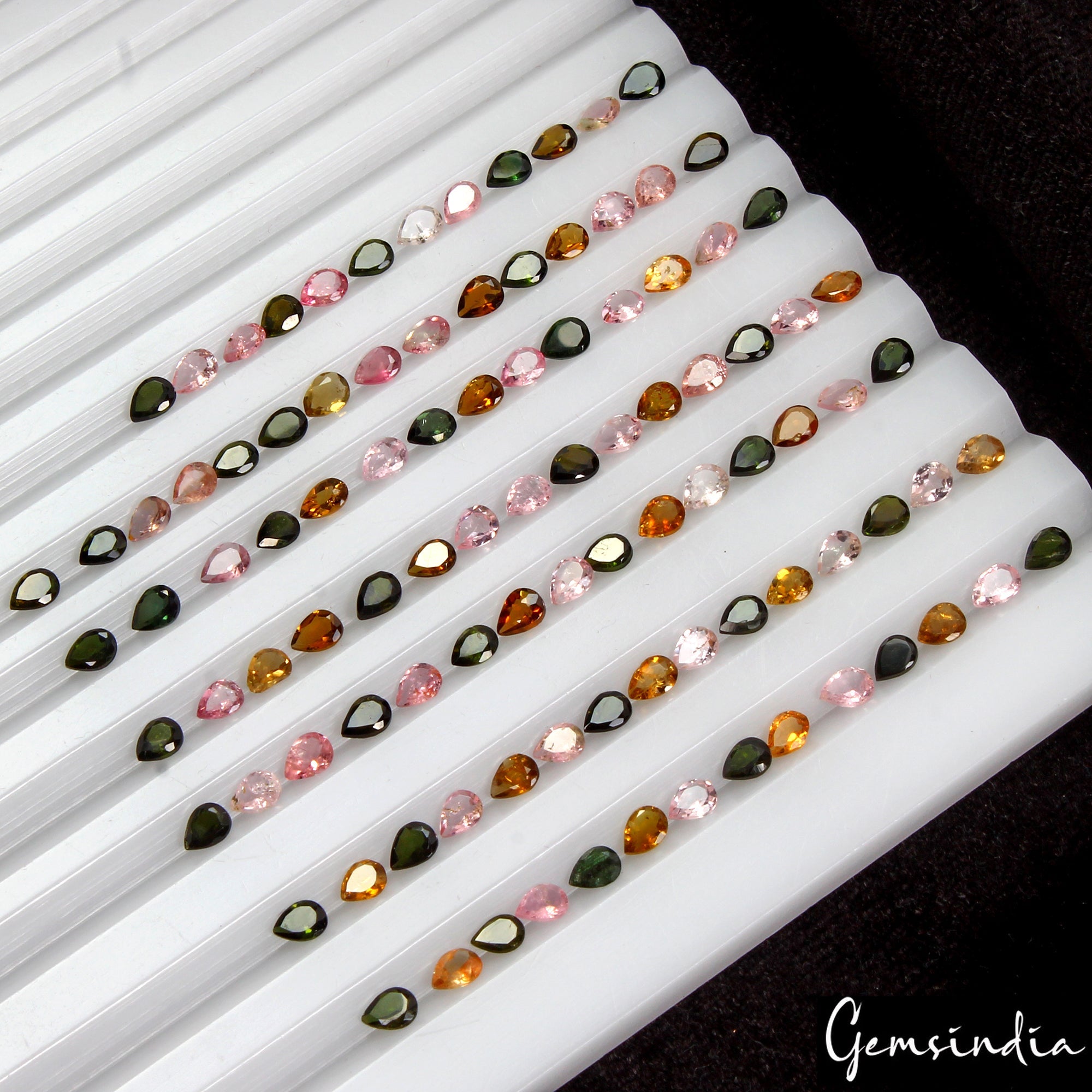 Natural Multi Tourmaline Pear Cut Loose Gemstone Lot 100 Pcs4x3MM 14.10 Cts