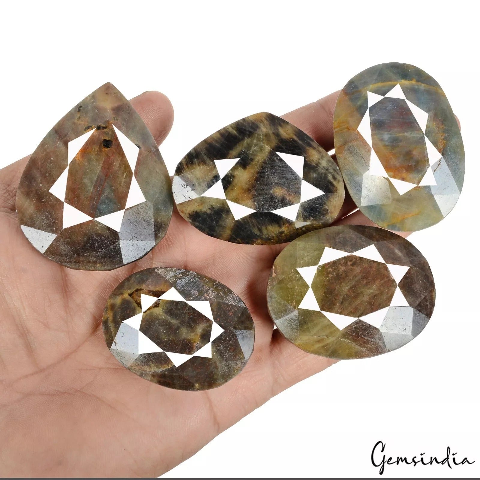 Sapphire Lot, Loose Gemstone, Oval & Pear Faceted, Untreated — 5 Pieces, 44mm to 60mm, 2100 Ct, Madagascar
