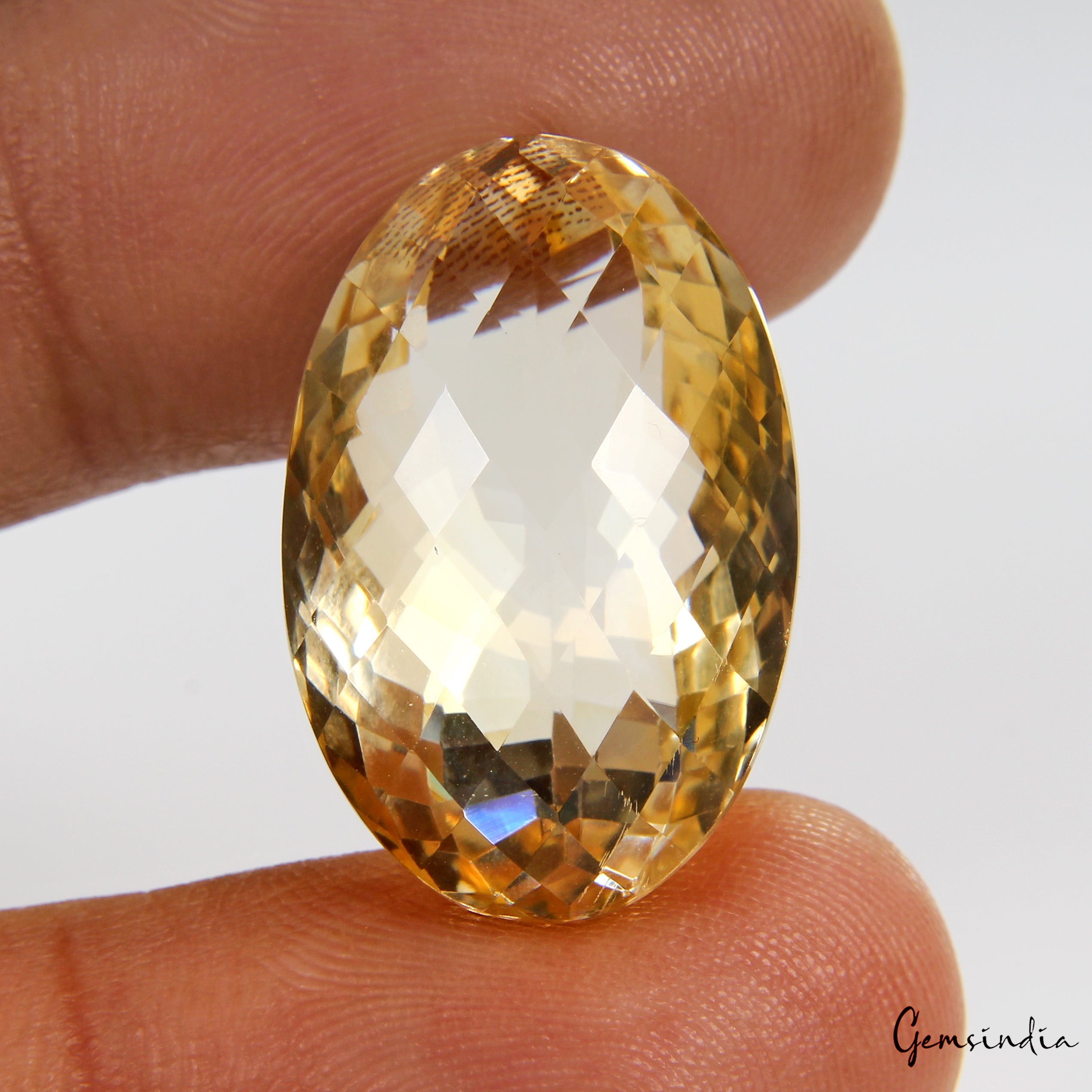 VVS 28.00 Ct Natural Citrine Oval Checker Cut 23mmx15mm Certified Loose Gemstone