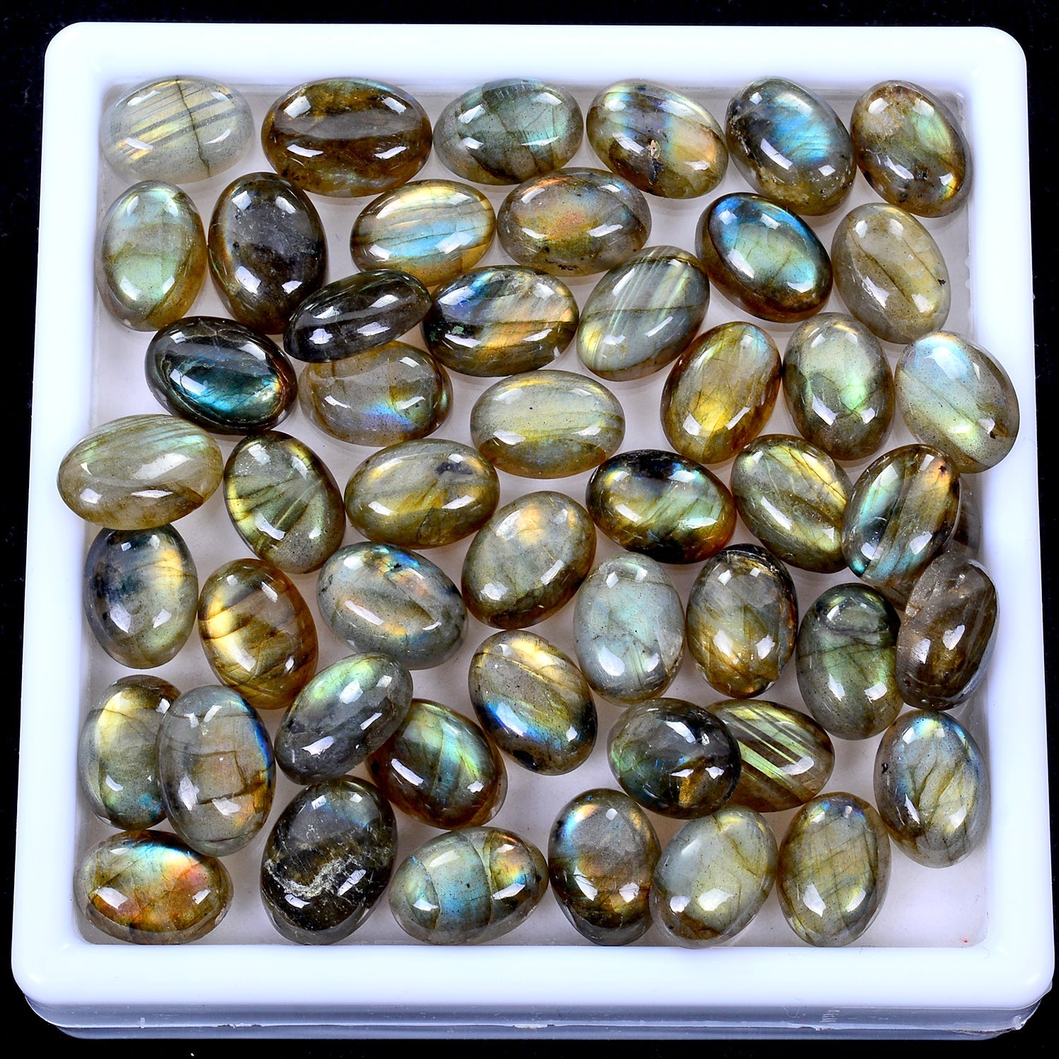 Natural Labradorite 50 Pcs 14x10mm Oval flashy Loose Cabochon Gemstones~