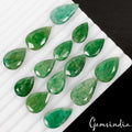 216 Cts/14 Pcs Natural Green Brazilian Emerald Pear Cut Loose Gems For Jewelry
