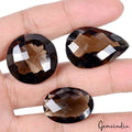3 Pcs Natural Brown Smoky Quartz 25-31mm Mix Checker Cut Loose Jewelry Gemstones