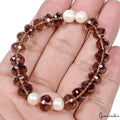 101.40 Ct Natural Brown Smoky Quartz & Pearl Beaded Stretch Handmade Bracelet-7"