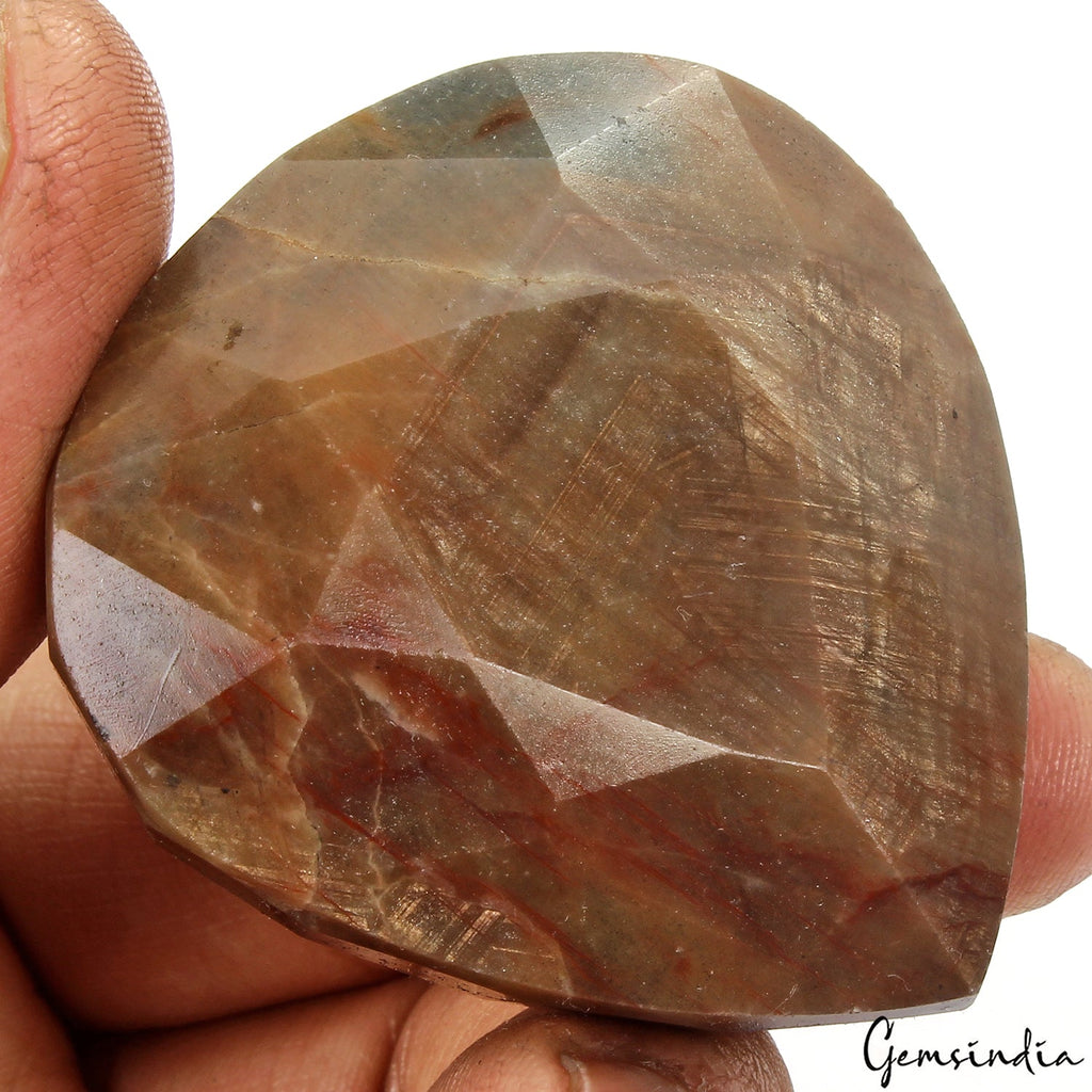 Certified 600 Ct Natural Untreated Brown Sapphire w Red Streak Pear Cut Gemstone