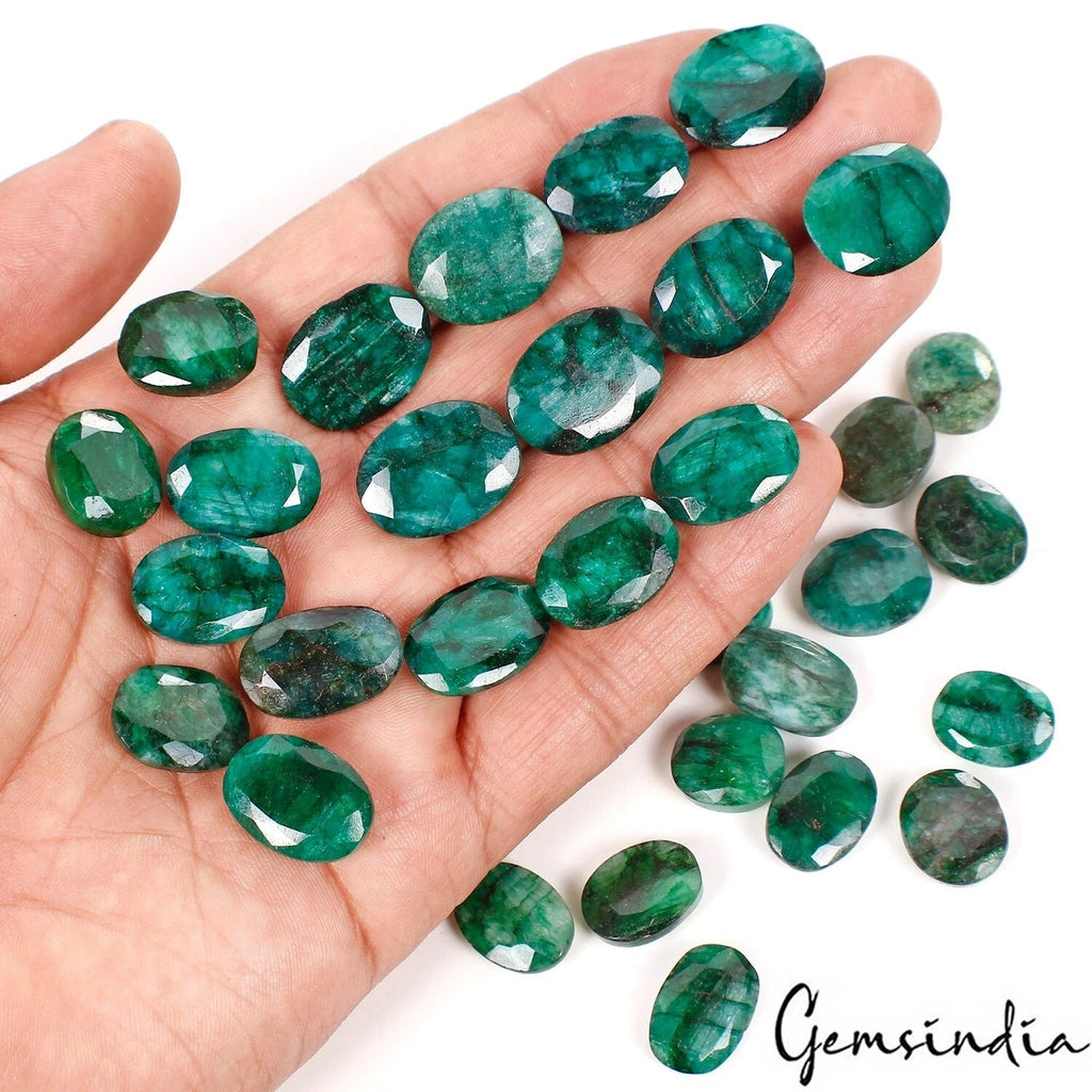 380 Ct/31Pcs Natural Brazilian Green Emerald Oval Cut Loose Gems Lot For Jewelry