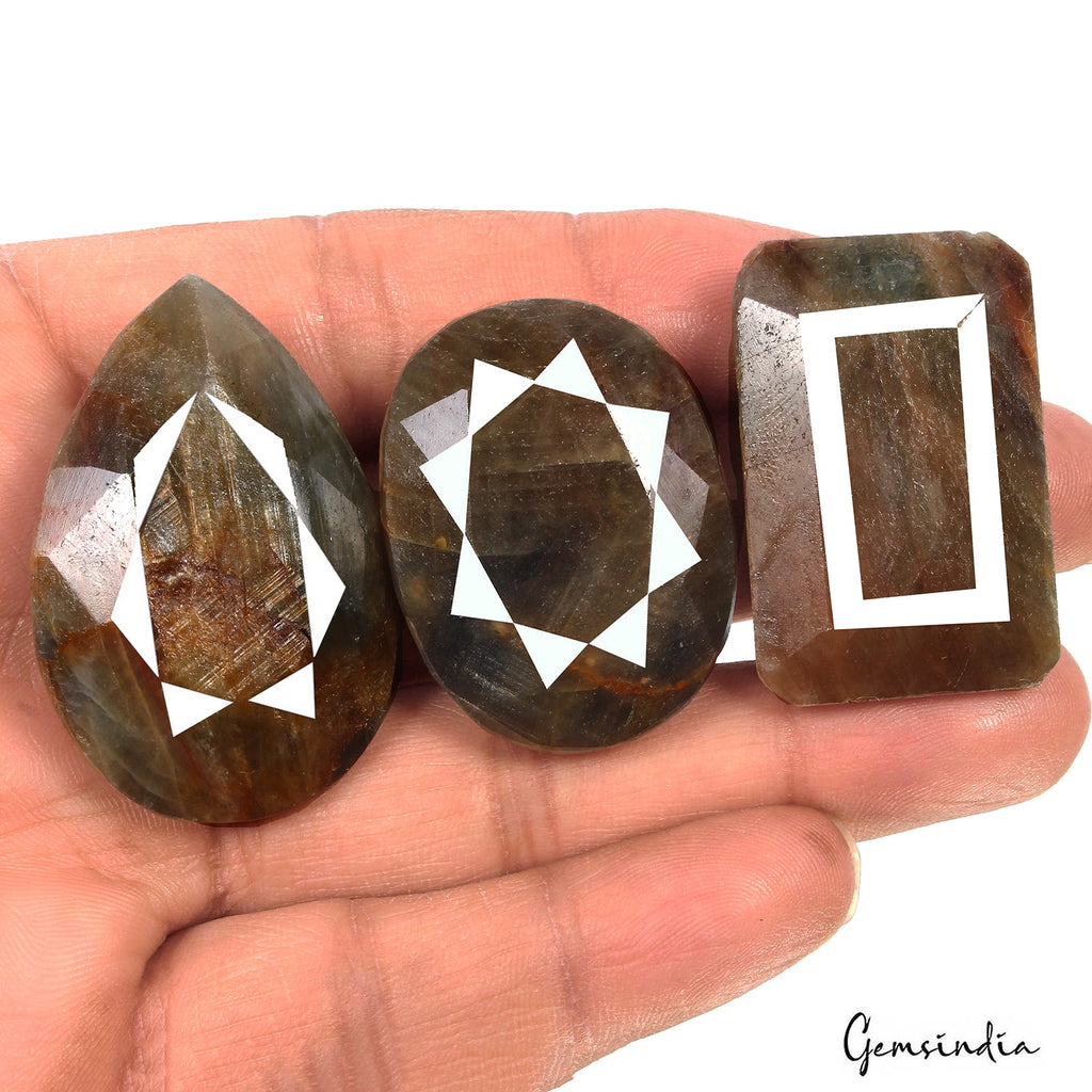 520 Ct Natural Brown Untreated Sapphire Mix Faceted Earth Mined Huge Gemstone