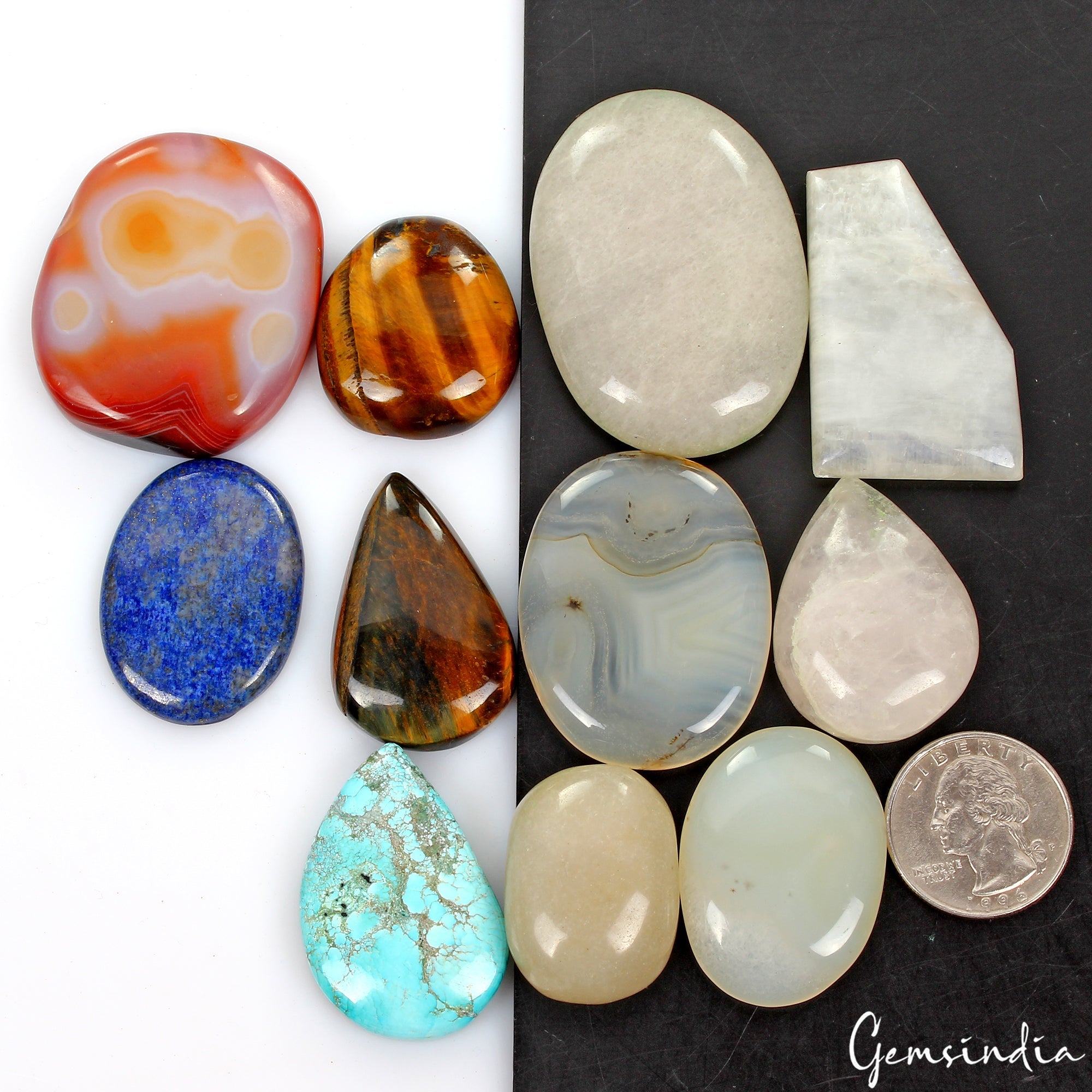 11 Pc Natural Multi Gemstones Mix Cabochon Loose 30-50mm Gemstones Wholesale Lot