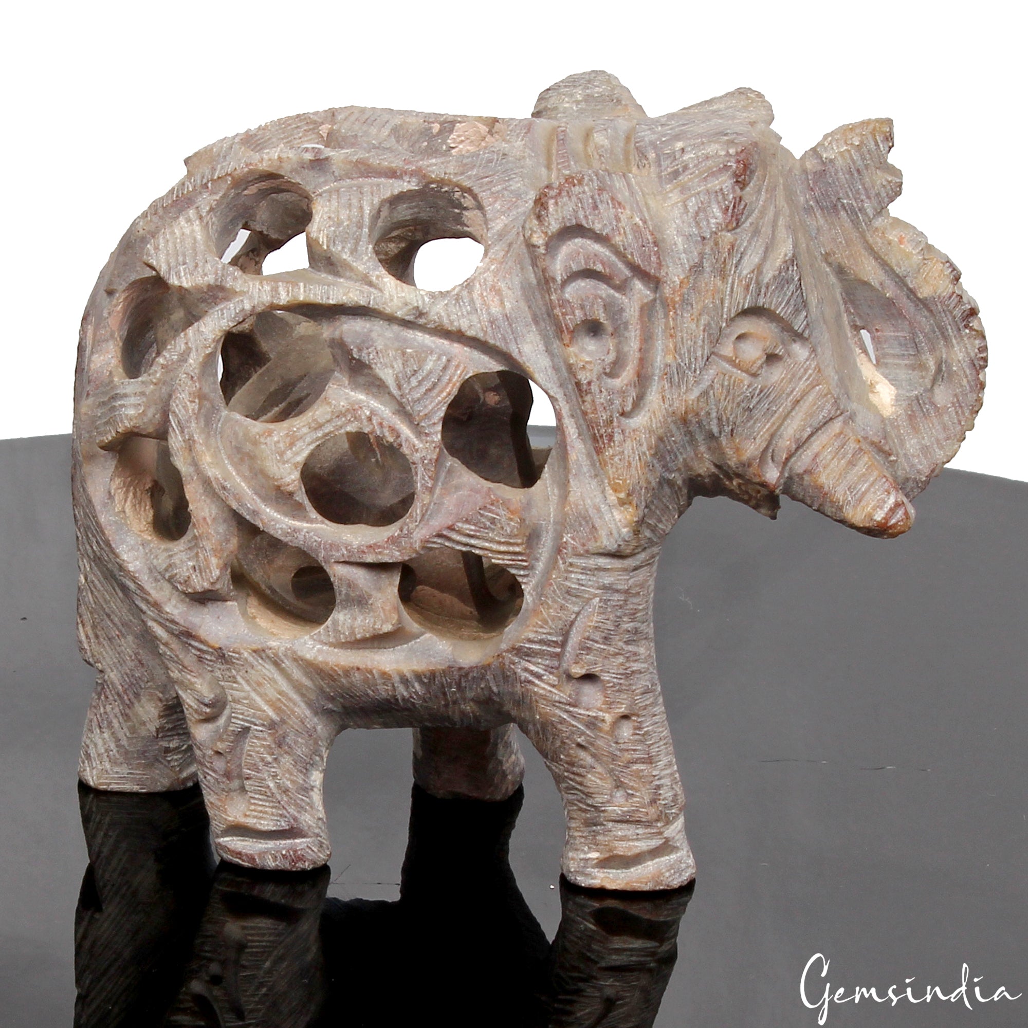 600 Ct Handmade Soapstone Elephant Statue Home Decor /Animal Figurine Sculpture