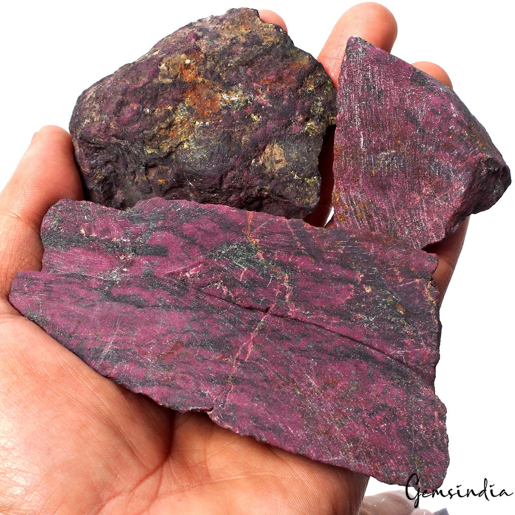 Certified 1600 Ct/4Pcs Natural Untreated Red Ruby Raw Uncut Rough Wholesale Gems