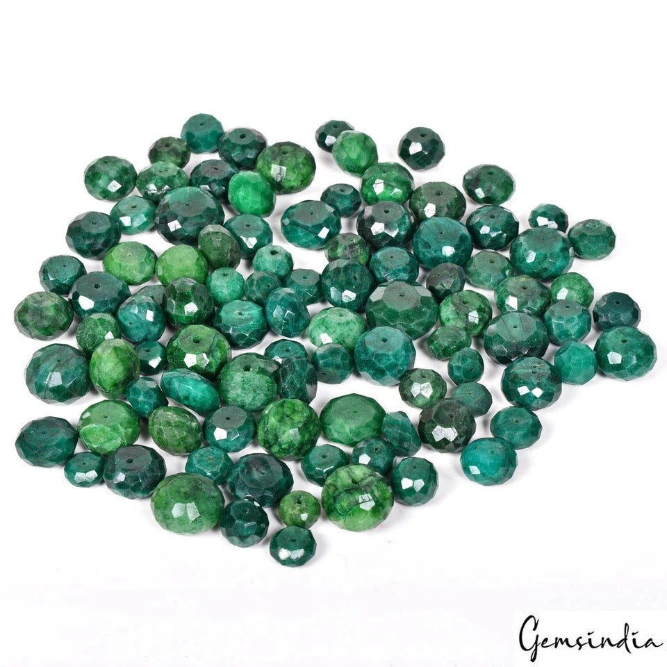 95 Pcs Green Emerald Round Cut Drilled Beads 10-20mm Loose Gemstones Lot~1500 Ct