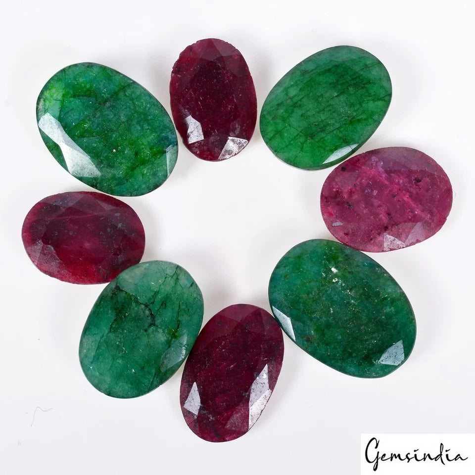 420 Ct Natural Red Ruby Green Emerald Oval Cut Loose Wholesale Gems For Jewelry