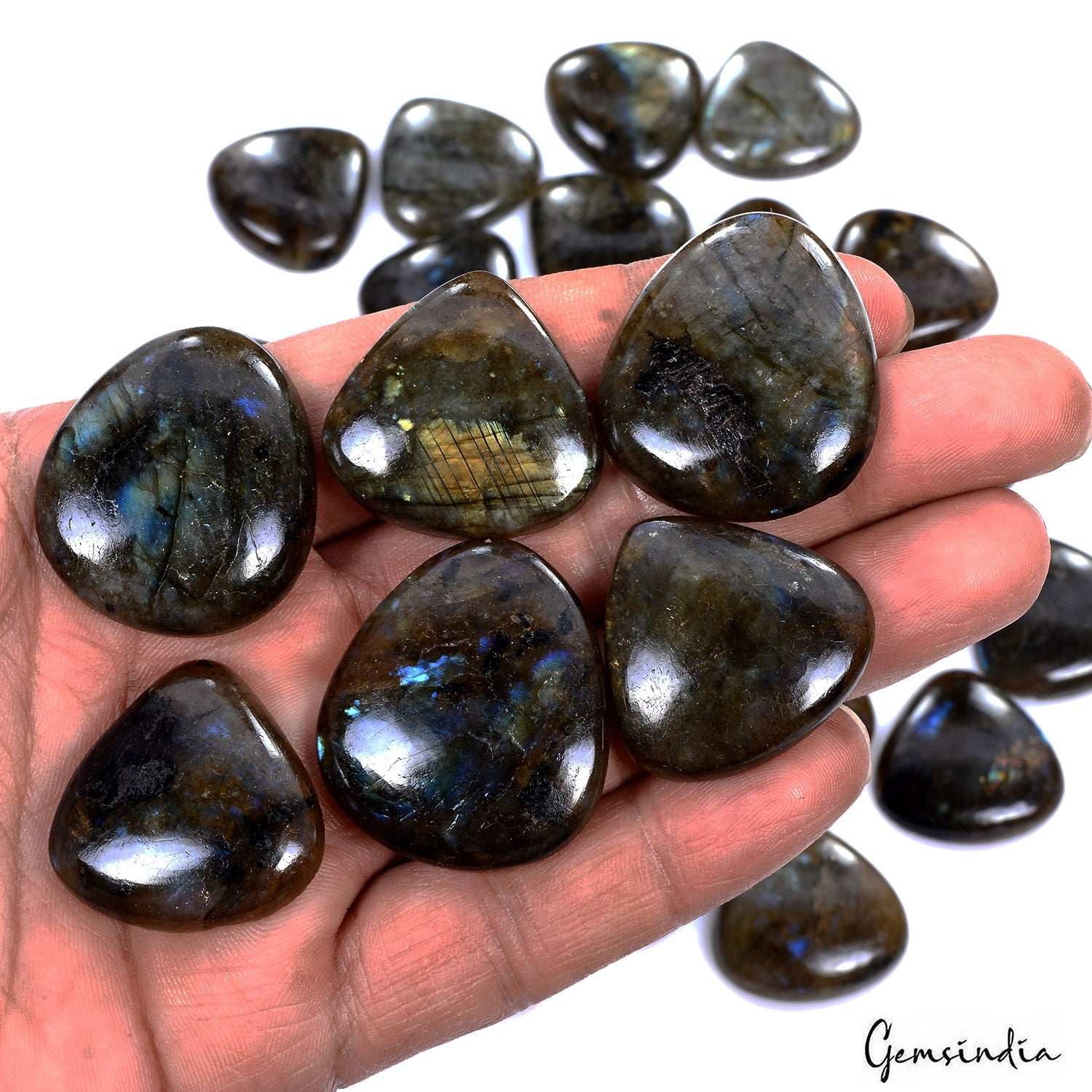 1020 Ct Natural Untreated Multi Shine Labradorite Trillion Cab Loose Gems lot
