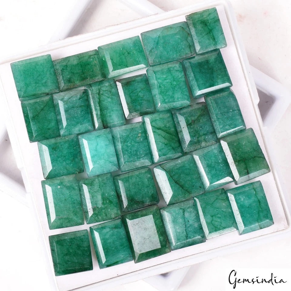 530 Ct Natural Green Brazilian Emerald Baguette Faceted Cut Loose Gems Lot 35 Pc