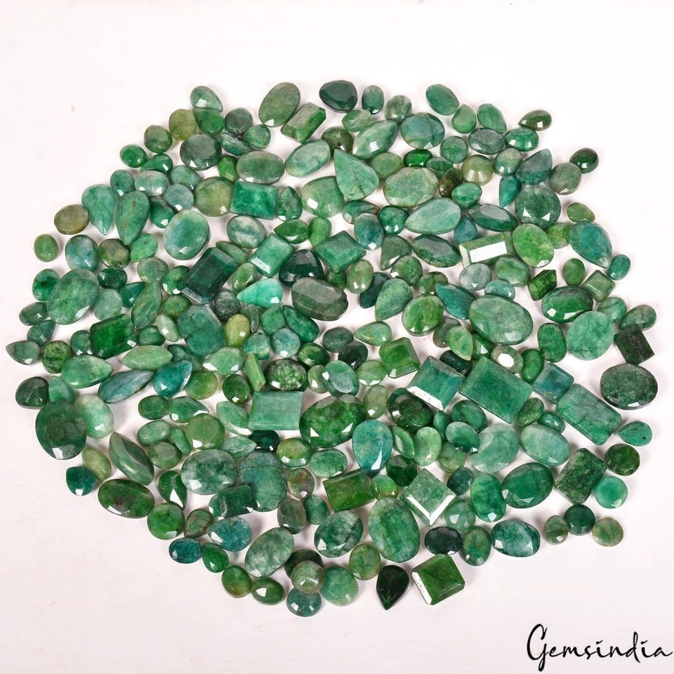 Emerald Lot, Loose Gemstone, Color Enhanced, Green — 220 Pieces, 10mm to 24mm, 2100 Ct, Brazil