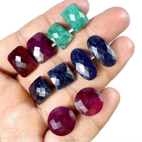 113.50 Ct Natural Multi Gems Mix Checker Cut Loose Gems Pair For Making Earrings