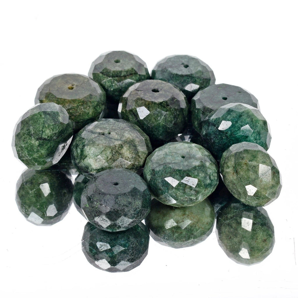 1330 Ct Natural Green Emerald Round Cut 26-32mm Drilled Loose Beads For Jewelry