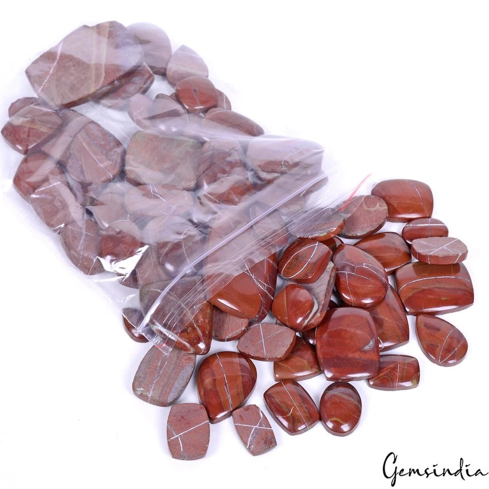 1100 Cts/62 Pcs Natural Untreated Red Jasper Mix Cab Wholesale Gems For Jewelry