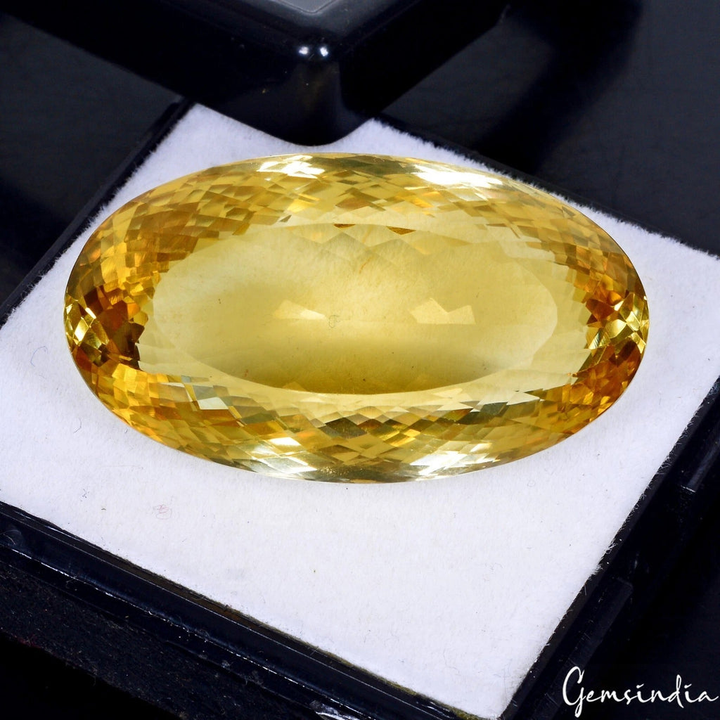 Large & Clean 104.50 Ct Natural Yellow Citrine Oval Cut Loose Certified Gemstone