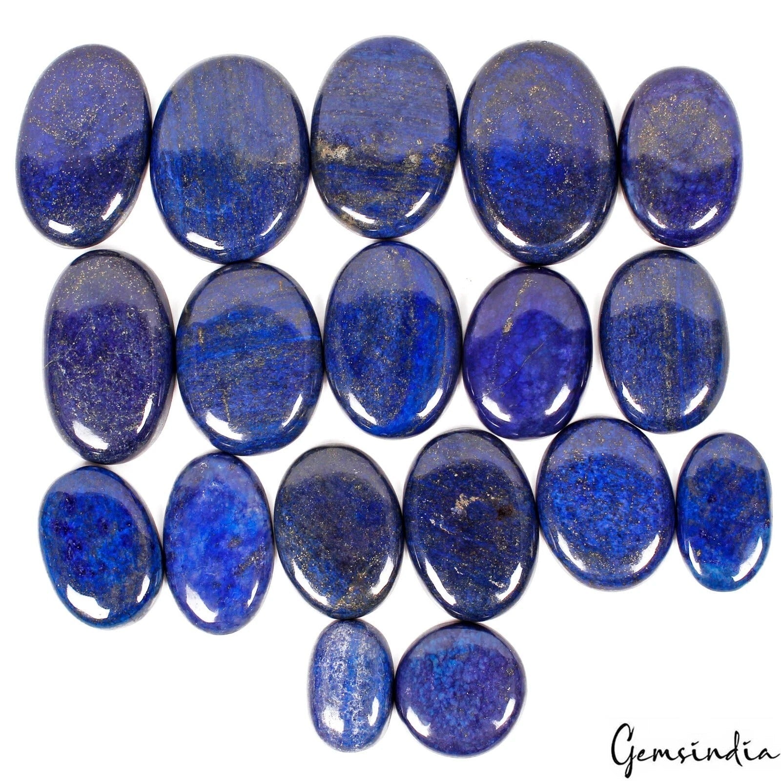 Wholesale Lot 5080 Ct Natural Blue Lapis Lazuli w/Gold Flecks Mix Cab Gems~18 Pc