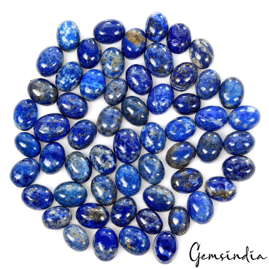 Natural Lapis Lazuli Rare Oval Cabochon 8-10mm Wholesale Loose Gems Lot~58 Pcs