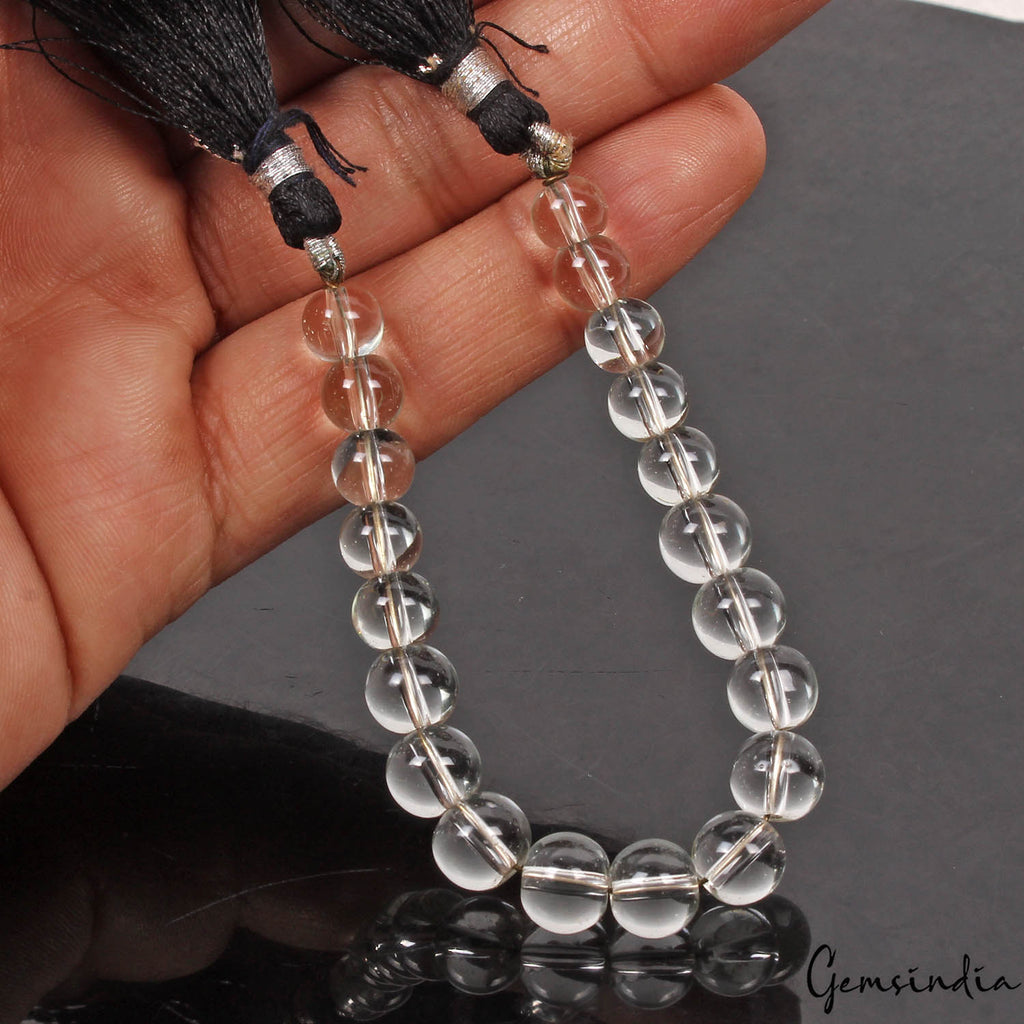 Quartz Beaded Strand, Untreated, White — 7mm, 65 Ct, Madagascar