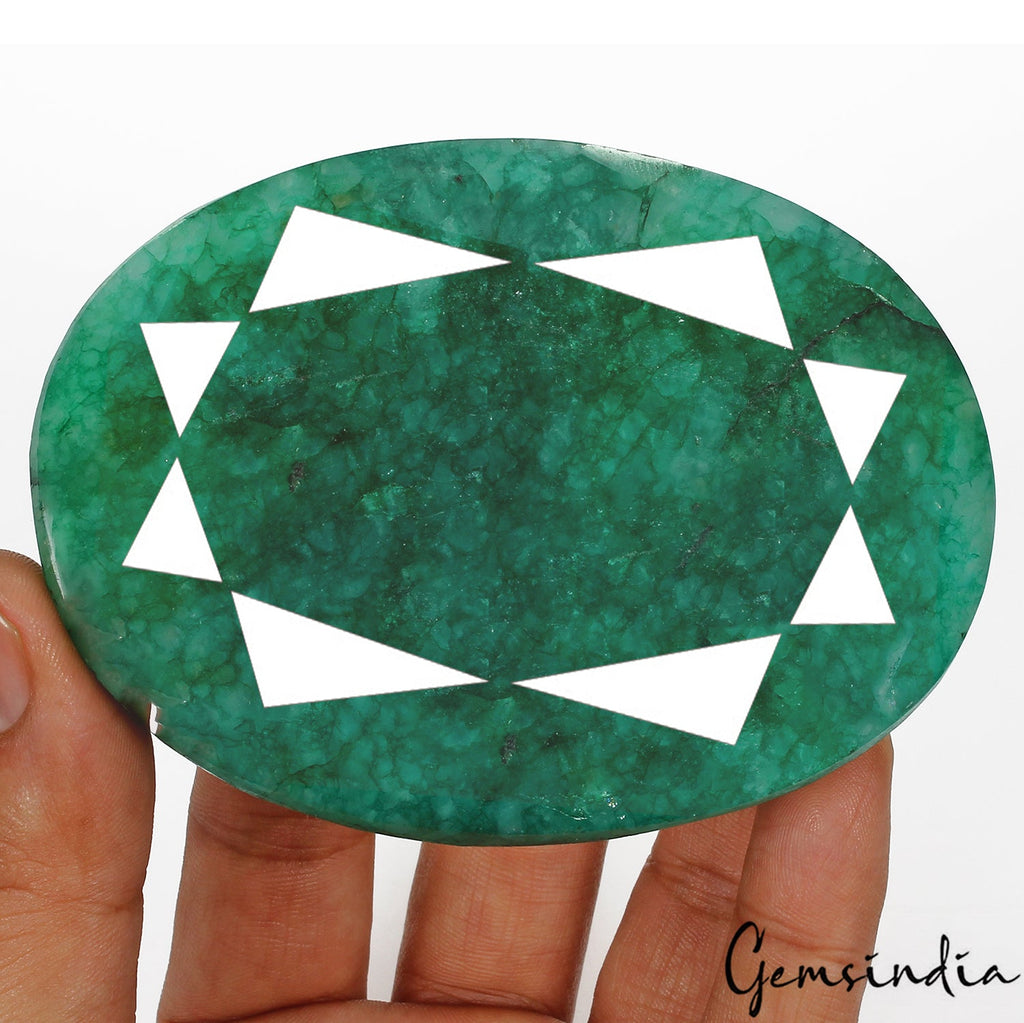 Certified 1970 Cts Natural Brazilian Green Emerald Oval Faceted Huge Loose Gem