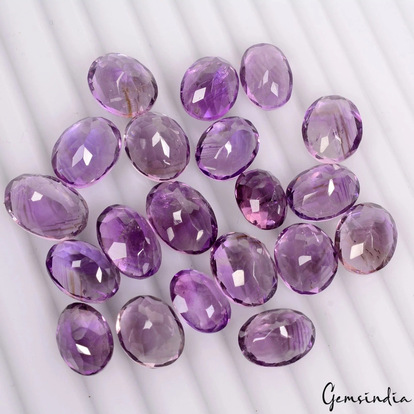 Amethyst Lot, Loose Gemstone, Oval Cut, Untreated — 20 Pieces, 11mm to 13mm, 100.00 Ct, Brazil