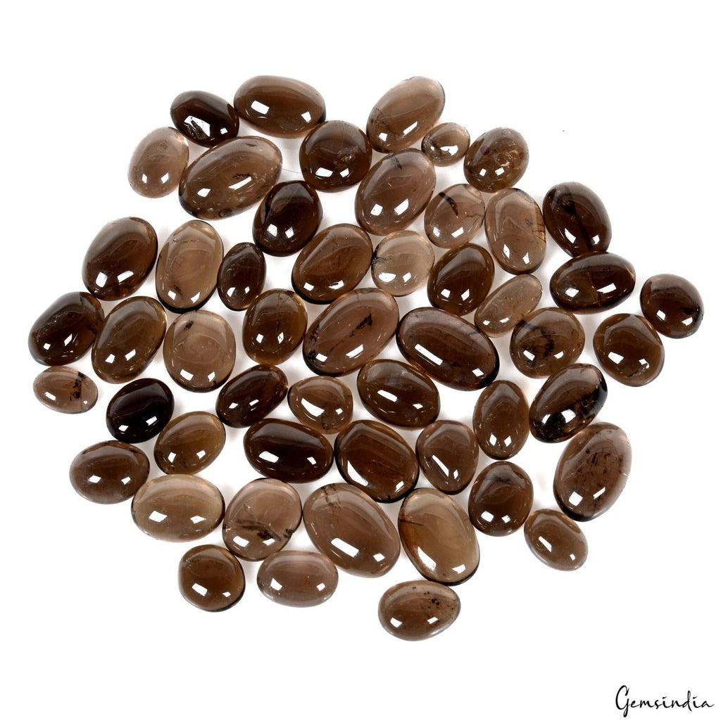 144Ct Natural Brown Smoky quartz 6-14mm Loose Oval Cabochon Polished Gemstones