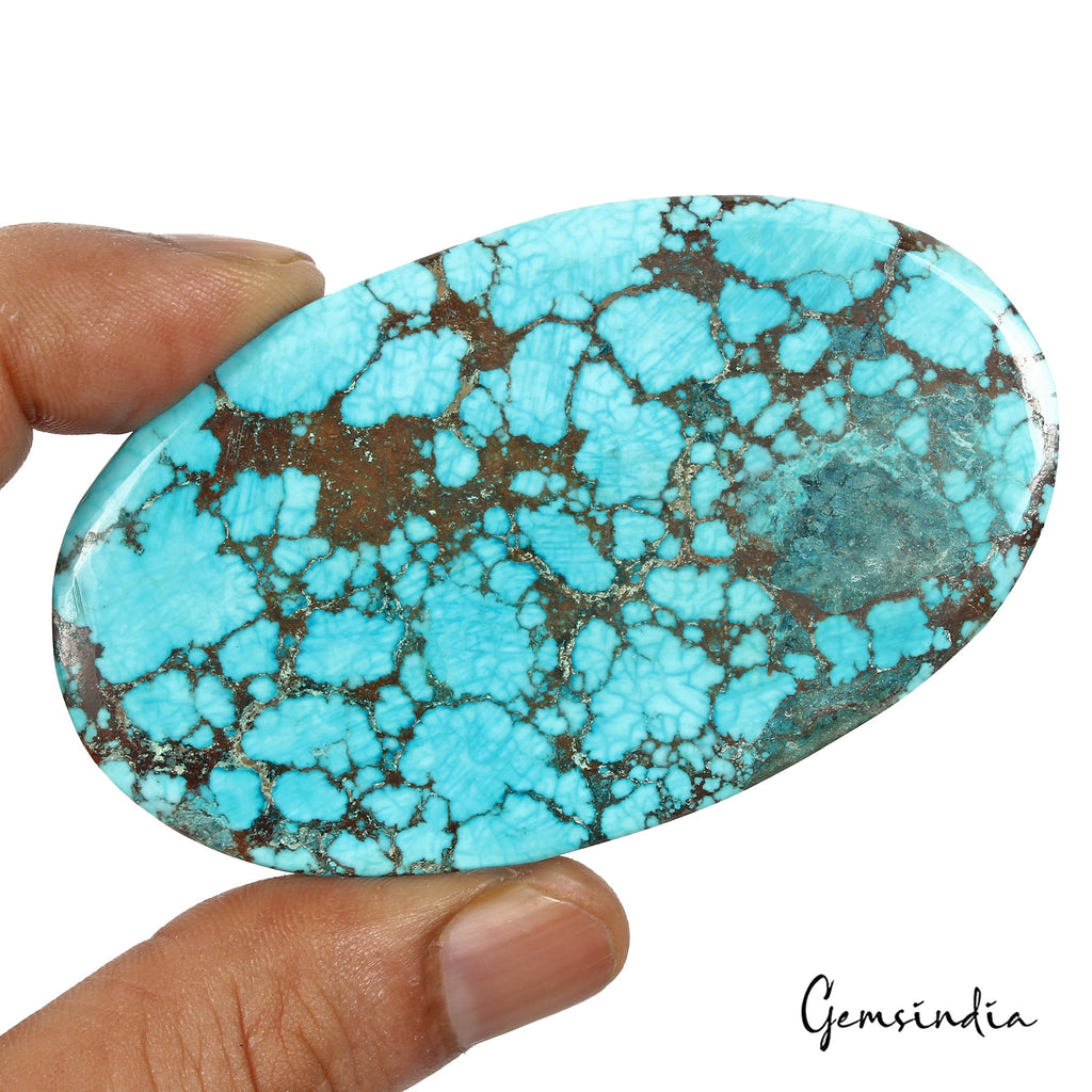 280 Ct Blue Spiderweb Turquoise Oval Cabochon Arizona Loose Huge Gems From U.S