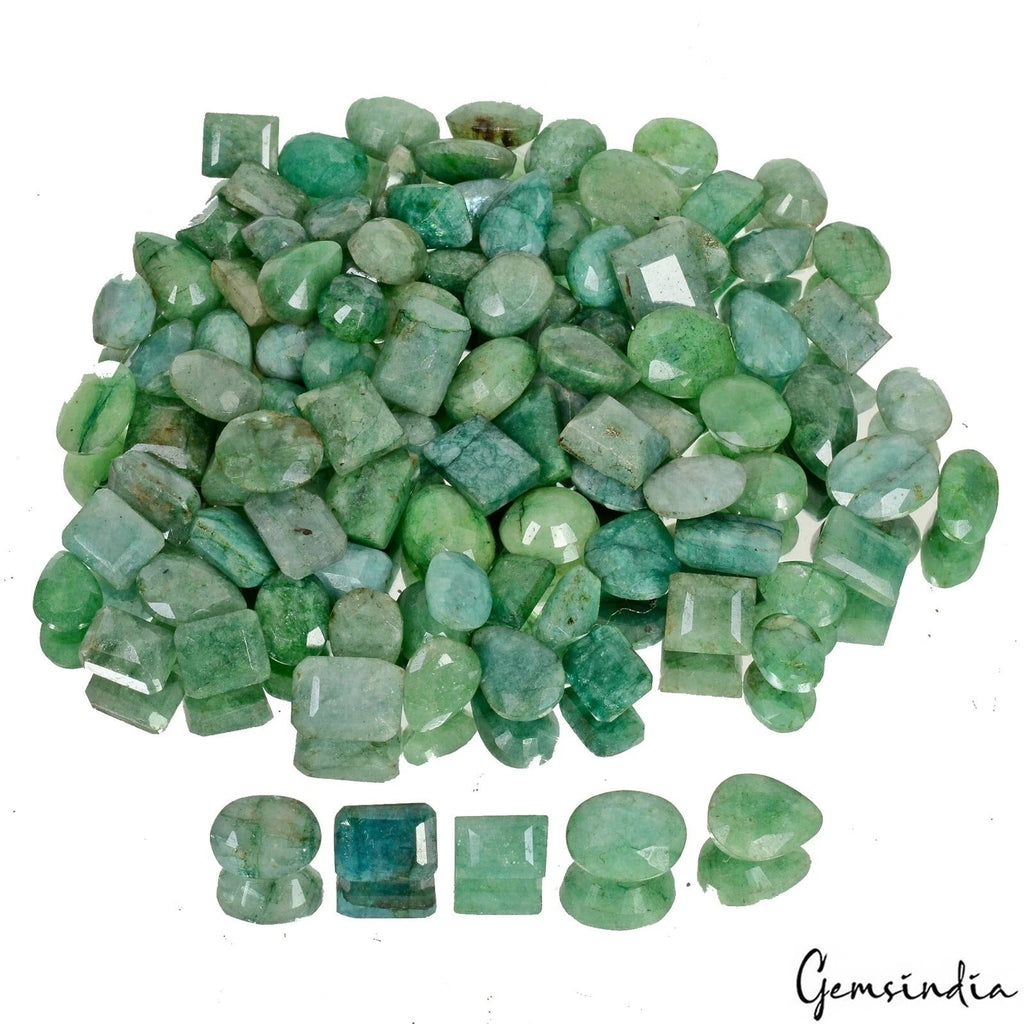 Certified 300 Ct/102 Pcs Natural Brazilian Green Emerald Mix Cut Gem For Jewelry