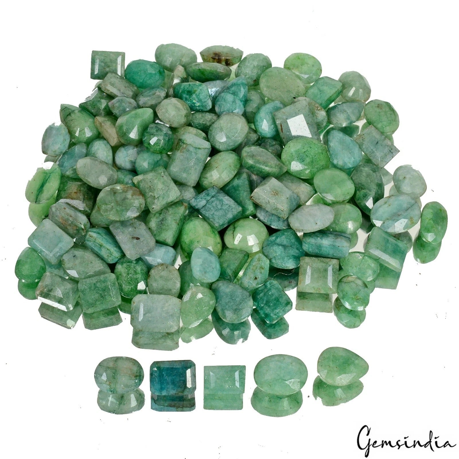 Certified 300 Ct/102 Pcs Natural Brazilian Green Emerald Mix Cut Gem For Jewelry