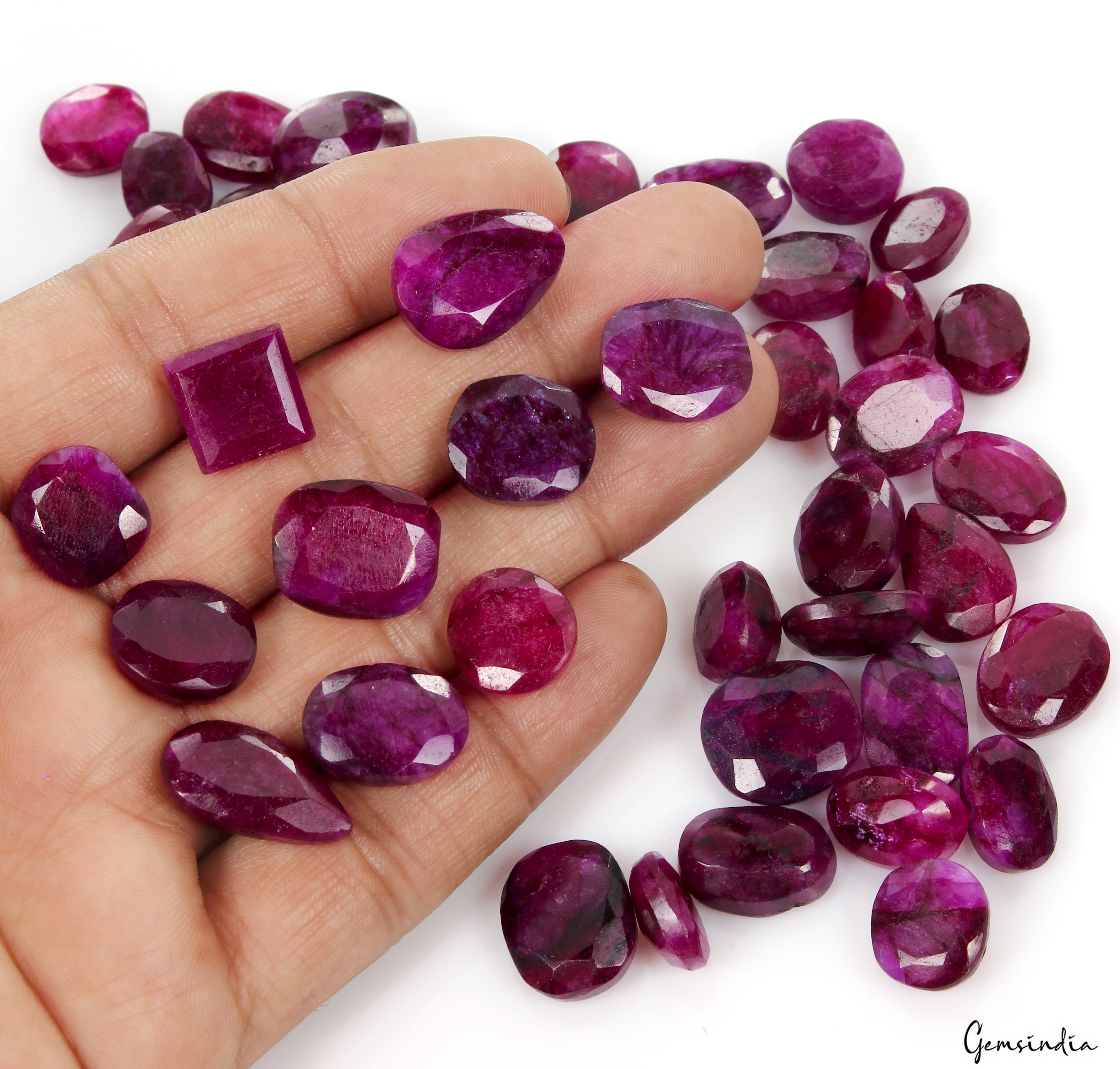 430 Ct Natural Red Pink Beryl (Bixbite) Mix Faceted Cut Loose Gemstone Lot 46 Pc