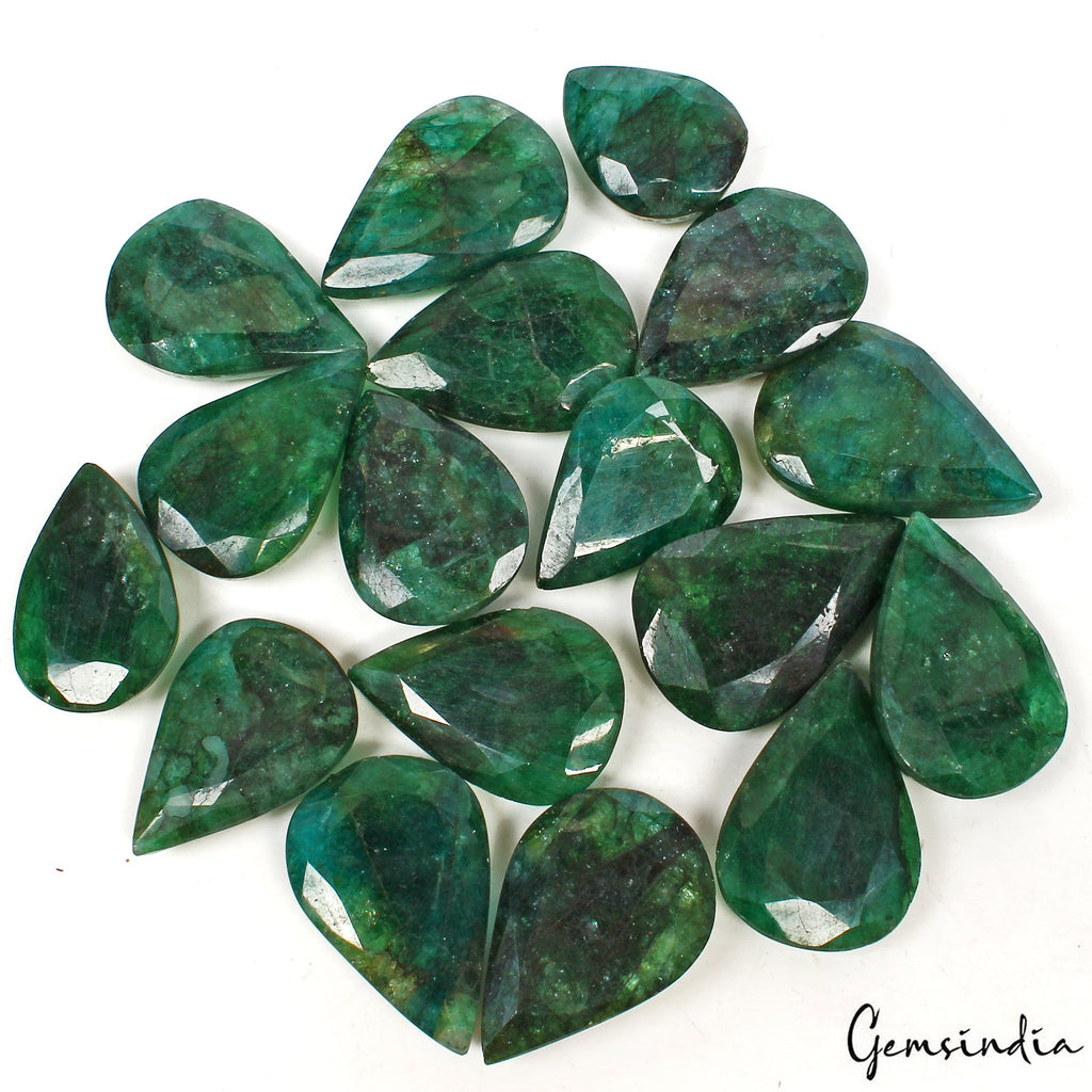 830 Cts/17 Pcs Natural Brazilian Bottle Green Emerald Pear Cut Gems For Jewelry