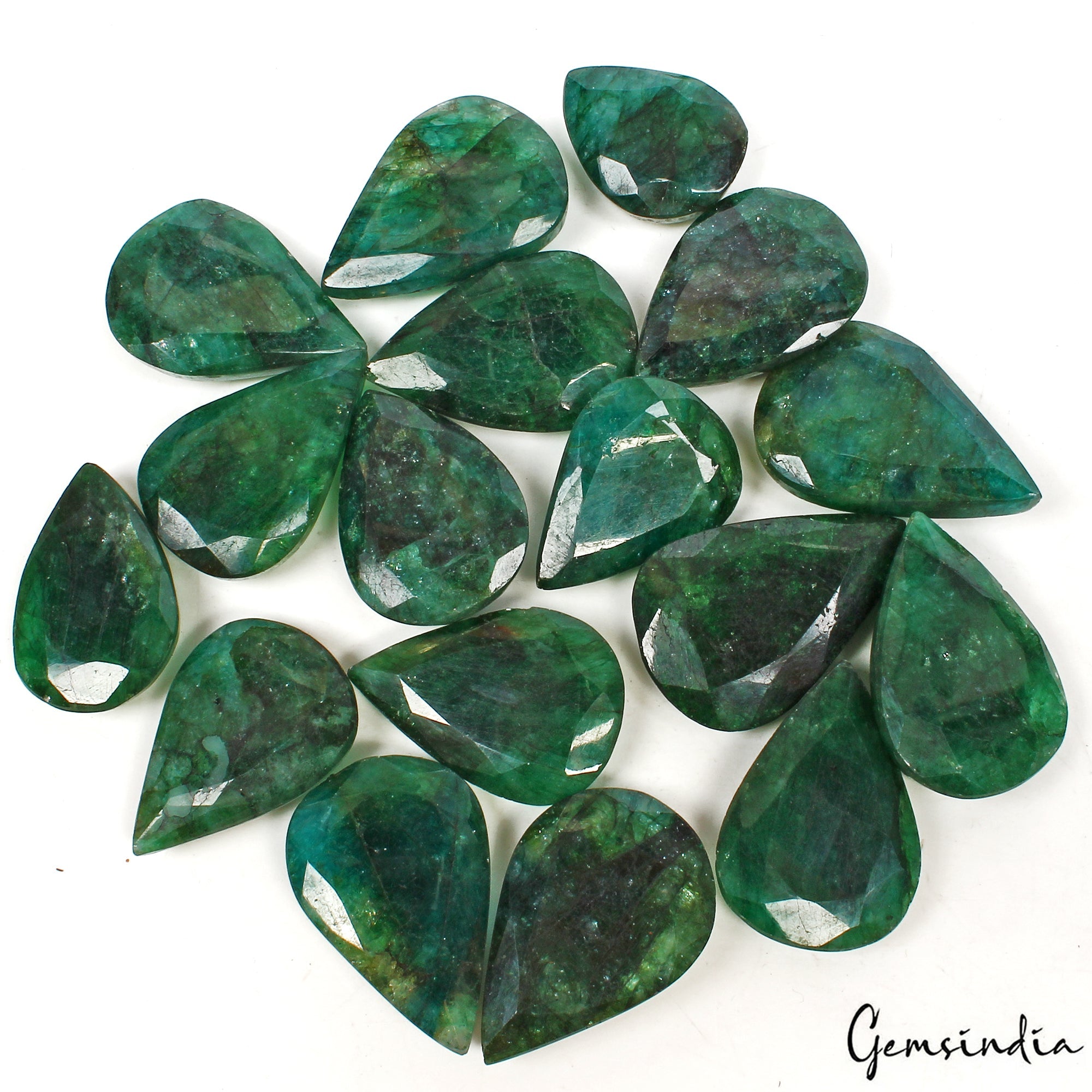 830 Cts/17 Pcs Natural Brazilian Bottle Green Emerald Pear Cut Gems For Jewelry