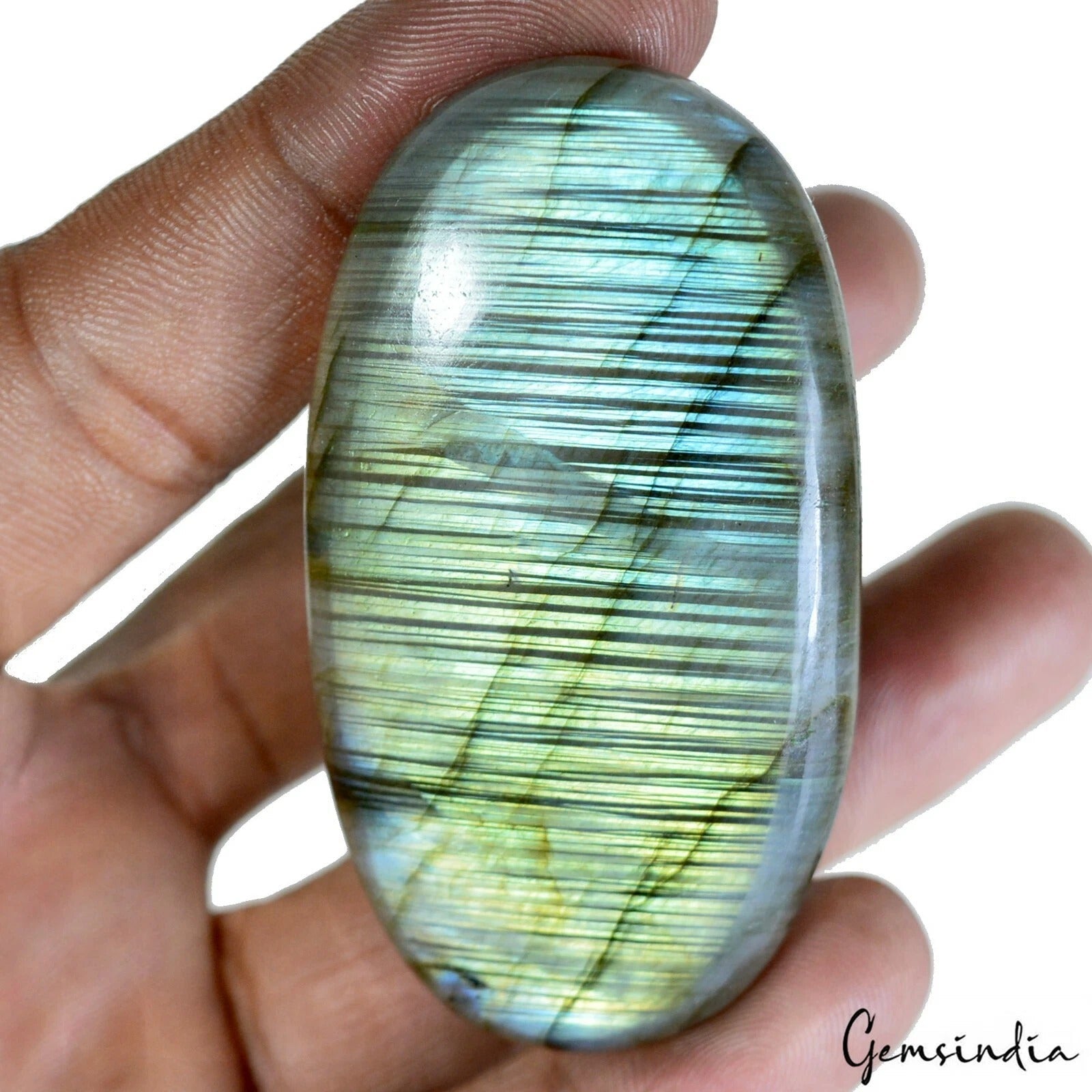 194.65 Cts Natural Untreated Golden Green Blue Shine Labradorite Loose Oval Gem
